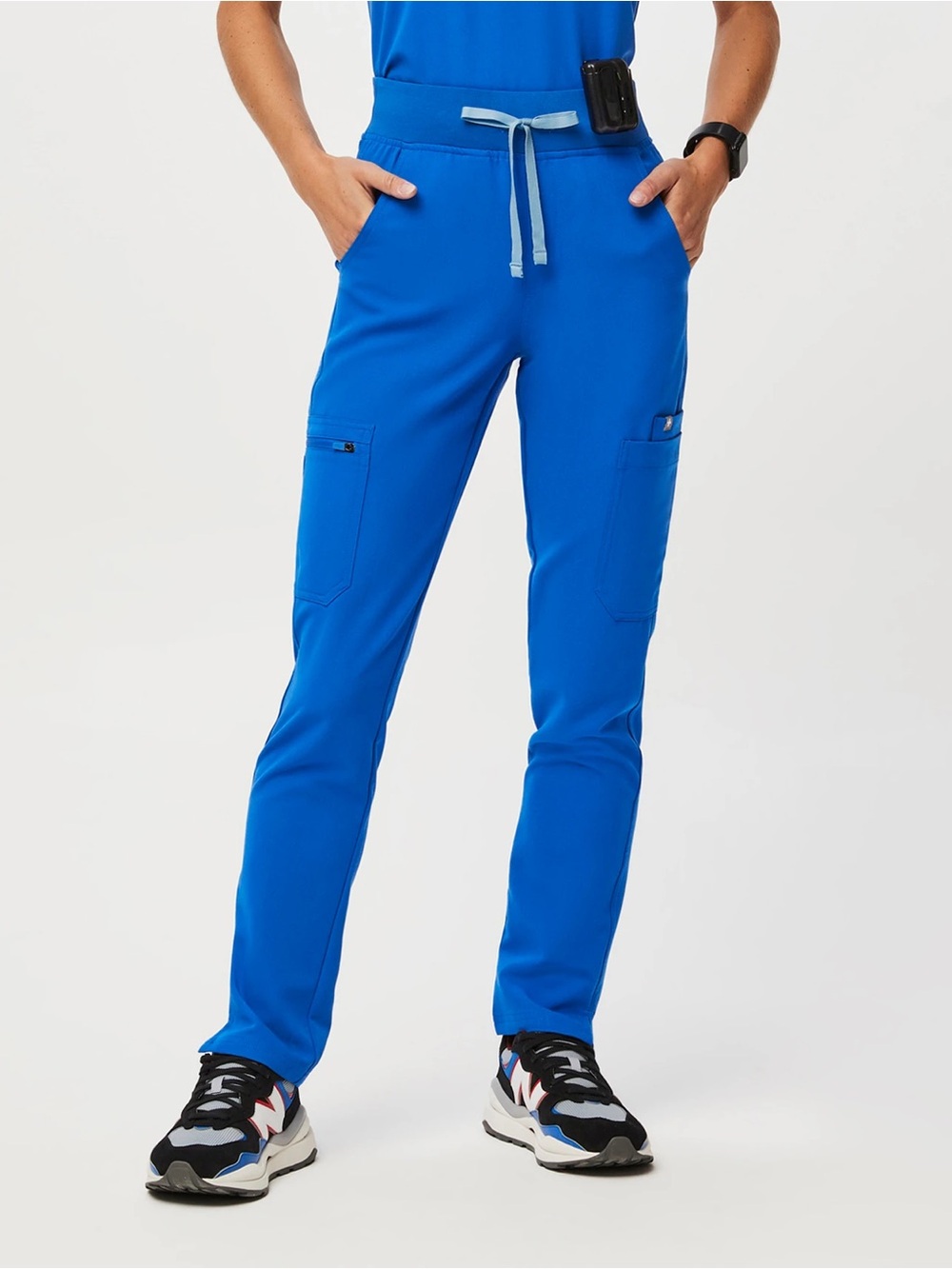 Figs High Waisted Yola Women’s Blue Drawstring Cargo Straight Leg Scrub Pants M